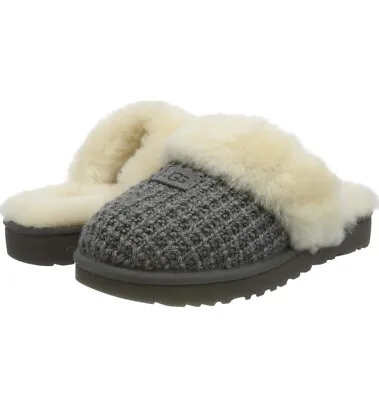 Women's Shoes UGG COZY Knit Platform Slide Slippers 1117659 CHARCOAL Size 8 • $175