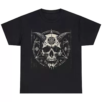 Gothic Occult Satanic Goat Skull Grunge Unisex   T Shirt S-5XL • $18.49