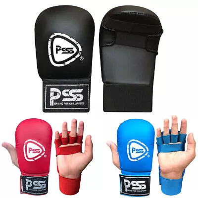 Kids Karate Martial Arts Training Mitts Gloves No Thumb Blue & Red Color 1018 • £16.99