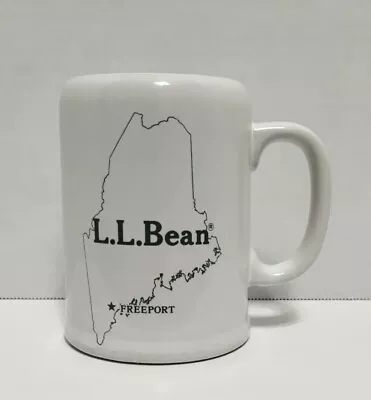 Vintage L.L. Bean Coffee Mug Cup White Green Logo 'Freeport' Maine 4.75  Heavy  • $10