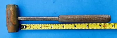 VINTAGE BRASS HAMMER  Head 1 1/8  Dia. Length 2 3/8  Head Metal Handle 1 Lb 2 Oz • $15