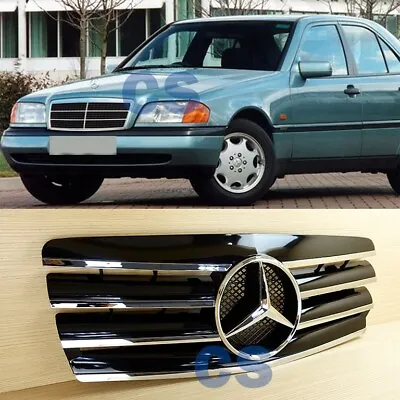 Front Grille ABS Shiny Black For M-BENZ 1994-2000 W202 C-Class 4Door Sedan Wagon • $180.45