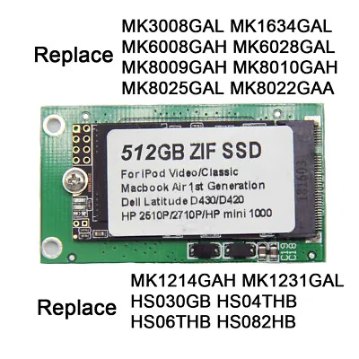 NEW 1.8 Inch 512GB ZIF SSD Replacement TOSHIBA MK3008GAL MK1634GAL HDD For Ipod • £71.80