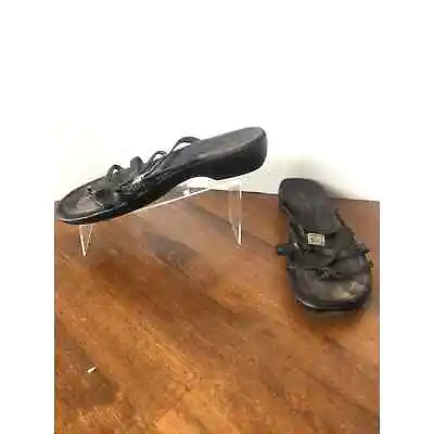 Minnetonka Boho Strappy Black Leather Sandal W Back Strap Women’s 9 Need Cleaned • $7.99