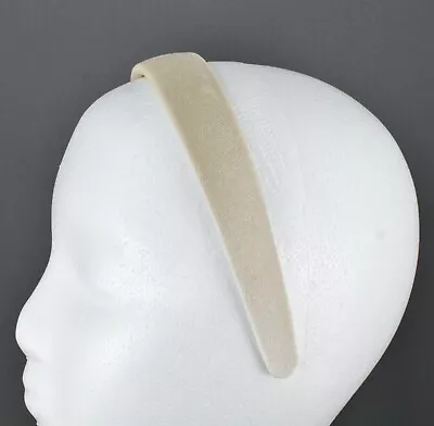 Cream Velvet Headband Soft Velour Hair Band Accessory 1  Wide Plain Classic • $5.49