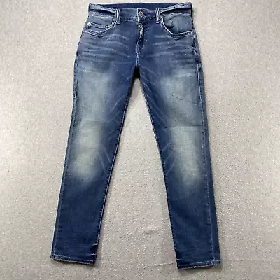 True Religion Jeans Mens Sz 30x29 Blue Rocco Relaxed Skinny Whisker Faded Denim • $39.93