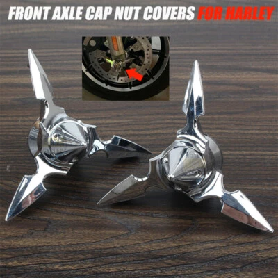 $22.75 • Buy Spike Spun Blade Spinning Front Axle Cap Nut Cover For Harley Touring Dyna V-Rod