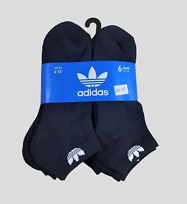 ADIDAS Mens Socks Low Cut Moisture Wicking 6 Pair Shoe Size 6-12 Black Everyday  • $21.98