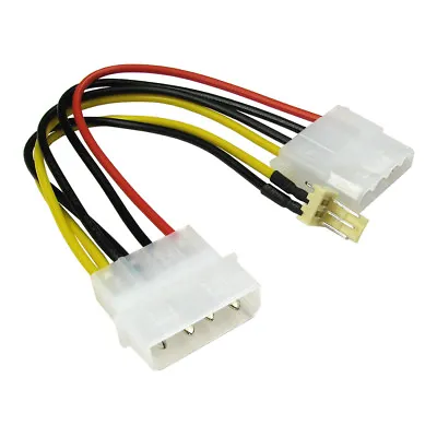 4 Pin Molex Extension Cable Male To Female With 3 Pin Fan Power 15cm Lead • £2.39