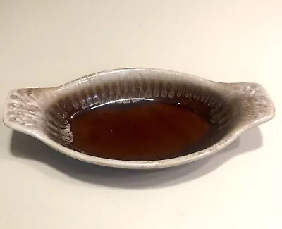 Vintage Mccoy Pottery Brown Drip Glaze Oval Grips Oven Proof Dish # 7032 • $14.99