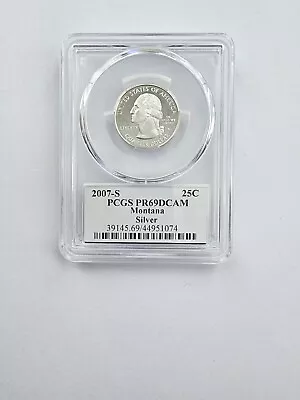 Silver 2007 S Pcgs Pr69 Dcam Montana Flag Label Washington State Quarter Graded  • $7.99