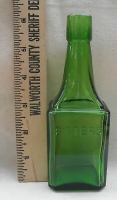 Vintage Wheaton LARGE Bottle: Green Bitters Bottle 6  Tall- NJ • $17