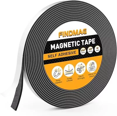 Magnetic Strip Tape 15Ft Flexible Roll Adhesive Backed Magnet Strong Sticky 1/2  • $10.90