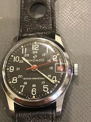 Vintage Gents Swiss Sindaco MIlitary Style Watch GC Working Reqs Service 28mm • £30