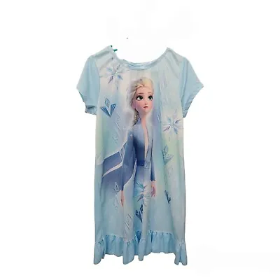 Disney Frozen ELSA Satiny Nightgown Pajamas-4-Blue-Sleepshirt • $17.99