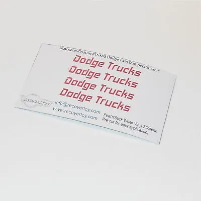 Matchbox Lesney King Size K 16a Dodge Twin Tipper Truck Sticker Set • $4.99