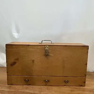 Vintage Brass Accent Wood Box Steam Punk Look Storage Interesting Unknown Use • $23.98