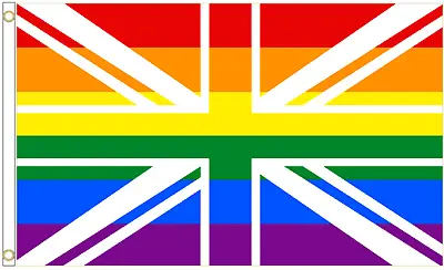 Union Jack Rainbow LGBTQ+ Gay Pride Polyester Flag - Choice Of Sizes • £6