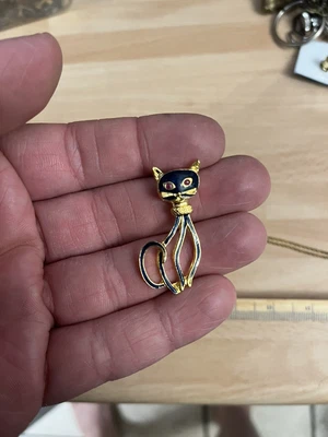 £10 • Buy Cat Necklace Kitsch Art Deco Pendant Piece French Unusual 1960s Jewellery