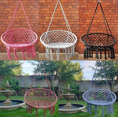 £29.99 • Buy Hammock Rope Swing Chair Macramé Hammock Seat Outdoor Garden Indoor Lounge 