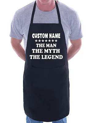 Personalise This Apron The Man The Myth Funny Custom Name Here Birthday Present • £11.99
