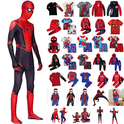 Kid Boy Superhero Spider Man Dressing Up Outfit Halloween Party Cosplay Costume • £9.69