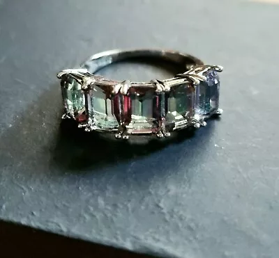 BRAND  NEW Carat Octagon 5 Stone Mystic Topaz Ring Size 7 Free Bag! • $40