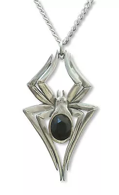 Gothic Spider With Black Navette Crystal Body Silver Finish  Necklace NK-591B • $12.99