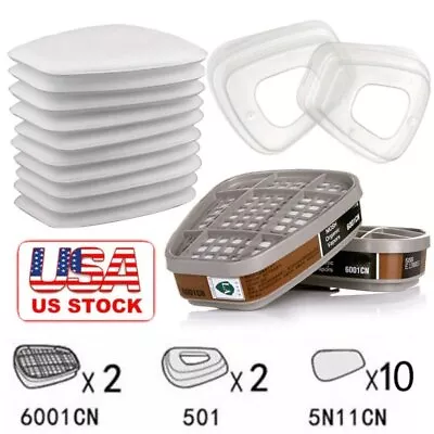 5N11 Cotton Filter 6001CN Filter Cartridge Cover For 6200 6800 7502 Respirator • $15.69