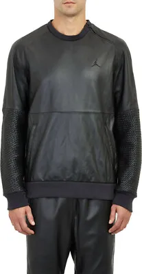 Nike Jordan X Russell Westbrook Black Leather Woven Jacket L Mens RARE • $379.98