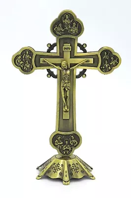 Jesus Christ Crucifix Cross Bronze Toned Metal Catholic Crucifix Wall Cross 8In • $17.99