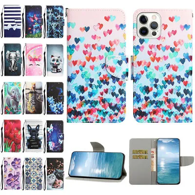 Flower Dog Butterfly Cat Card Wallet Phone Case For IPhone 14 13 12 11 Pro Max • $6.43