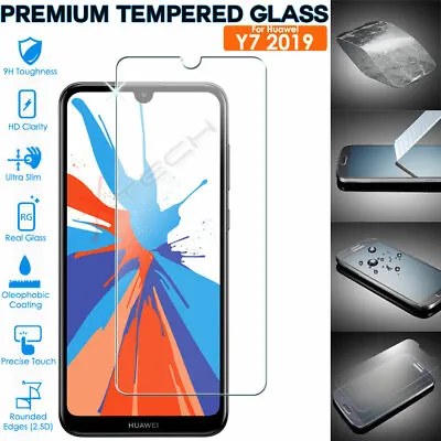 100% Genuine TEMPERED GLASS Screen Protector Cover For Huawei Y7 2019 • £1.95