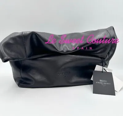 $164 • Buy Zara Nwt Fw23 Steven Meisel Leather Clutch Bag Black 6884/210