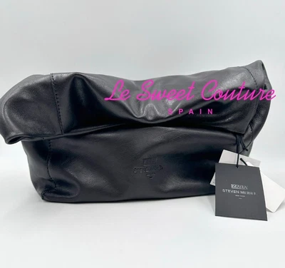 $164 • Buy Zara Nwt Fw23 Steven Meisel Leather Clutch Bag Black 6884/210