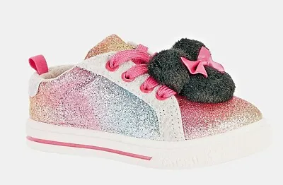 Disney Minnie Mouse Rainbow Glitter Pom Shoes Sneaker Toddler All Size Available • $12.95