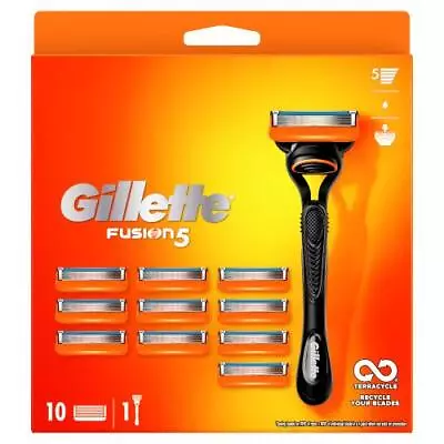 Gillette Fusion5 Men's Razor  10 Refill And 1 Handle With 5 Anti-Friction Blades • £20.49