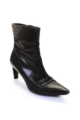 Via Spiga Womens Pointed Toe Stiletto Ankle Boots Brown Leather Size 8.5 • $42.69