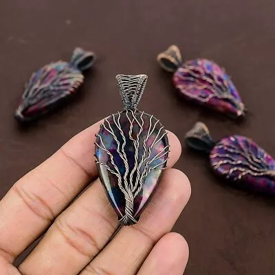 Multi Labradorite Gemstone Copper Wire Wrap Jewelry Pendant 2.40  V959 • $16.99