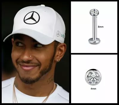 £5.97 • Buy Men’s/Boy’s: Lewis Hamilton 18ct White Gold Plated 4mm Crystal Diamond Nose Stud