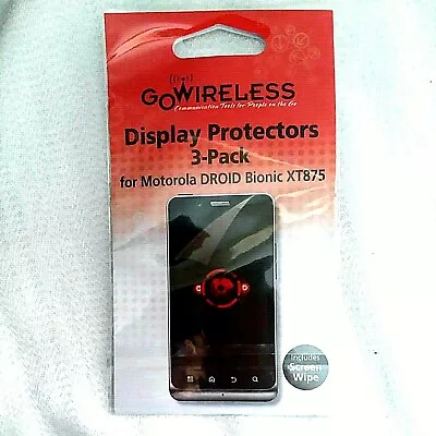 GO WIRELESS Display Protectors 3-Pack Motorola DROID Bionic XT875 & Screen Wipe • $9.99