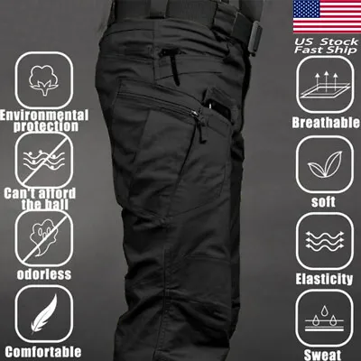 Tactical Mens Cargo Pants Waterproof Work Hiking Combat Outdoor Trousers Pants • $26.59