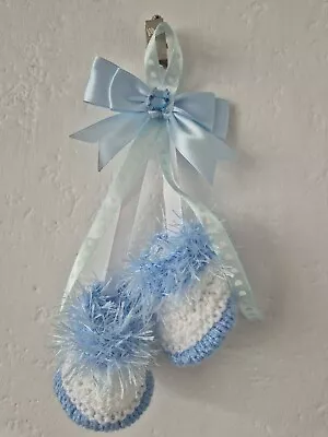 Babies Bootie Pram Charm Blue Bow • £5