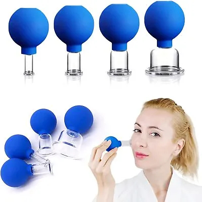 4Pack Anti Cellulite Glass Facial Body Cupping Set Suction Vacuum Face Massage • £6.58