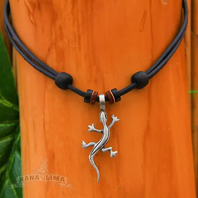 Leather Necklace Surfer Ladies Men Surf Jewelery Jewellery Gecko • $24.62