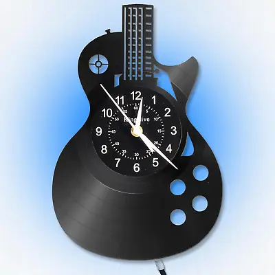 Music Wall Clock Guitar Vinyl Wall Clock12”(30Cm) 7 Kinds Of LED Color Art Nigh • $57.30