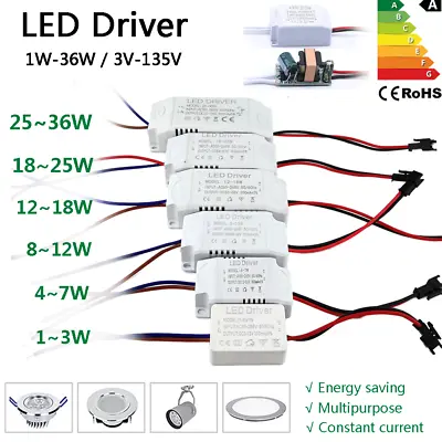 LED Driver 1W~36W Transformer 300mA Power Supply 220V To DC 12V Ceiling Light • $2.34