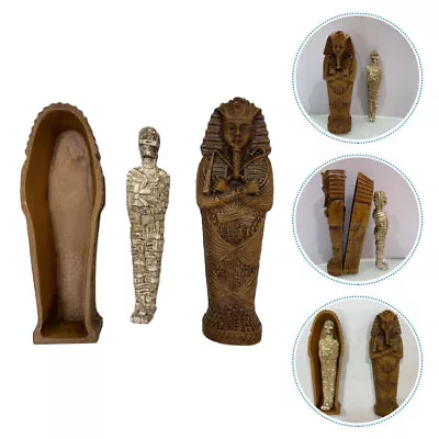  Egyptian King Tutankhamun Coffin Halloween Prop With Mummy & Gods Figurine-EM • £10.45