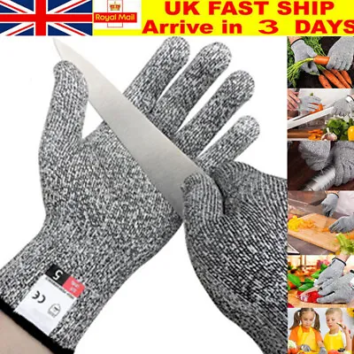 1Pair Metal Mesh Anti-cut Safety Gloves Stainless Steel Wire Cut Resistant XS-XL • £5.76