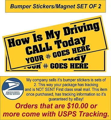 Hows My Driving Sticker With Your Custom Phone Number Decal Or Magnet Set Of 2 • $46.90